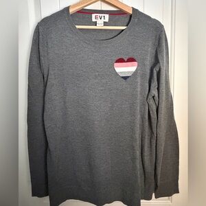 EV1 Women's Gray Heart Crew Neck Sweater